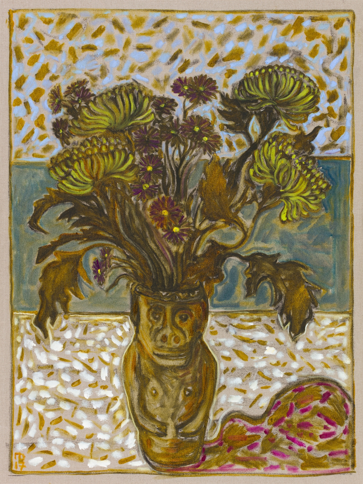 BILLY CHILDISH, chrysanthemums in June&rsquo;s pot, 2017