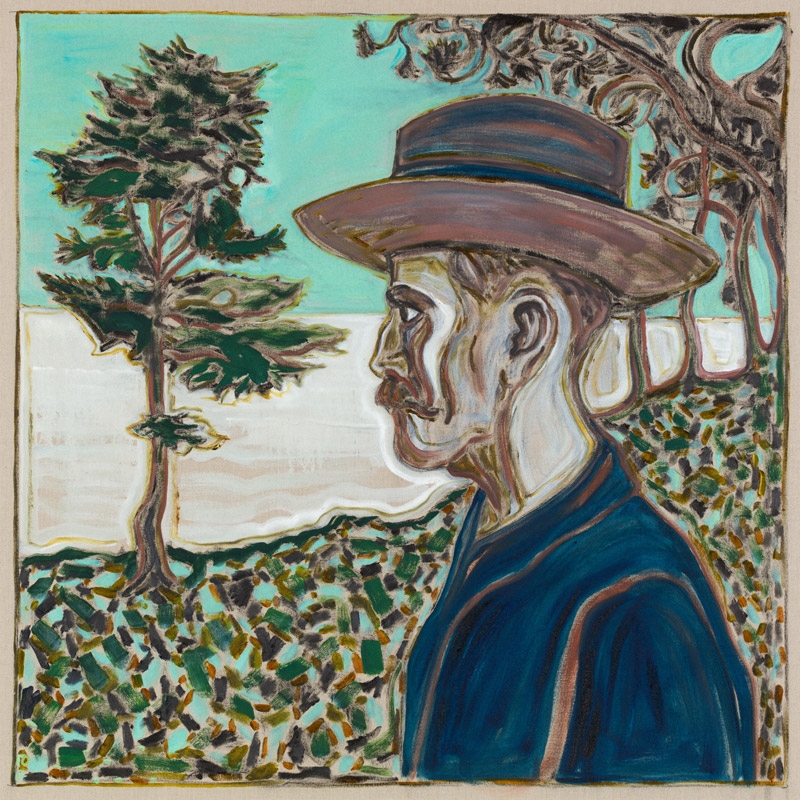 BILLY CHILDISH, self-portrait with tree, 2017