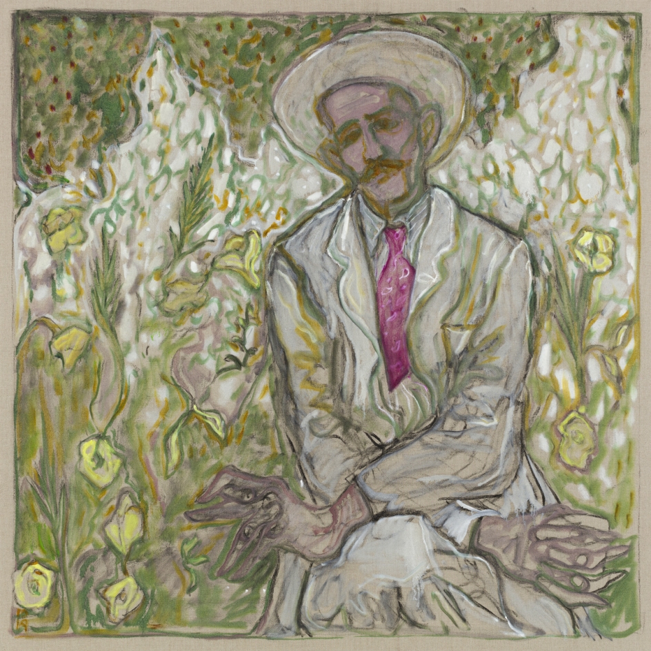 BILLY CHILDISH, man sat with crossed arms, 2019