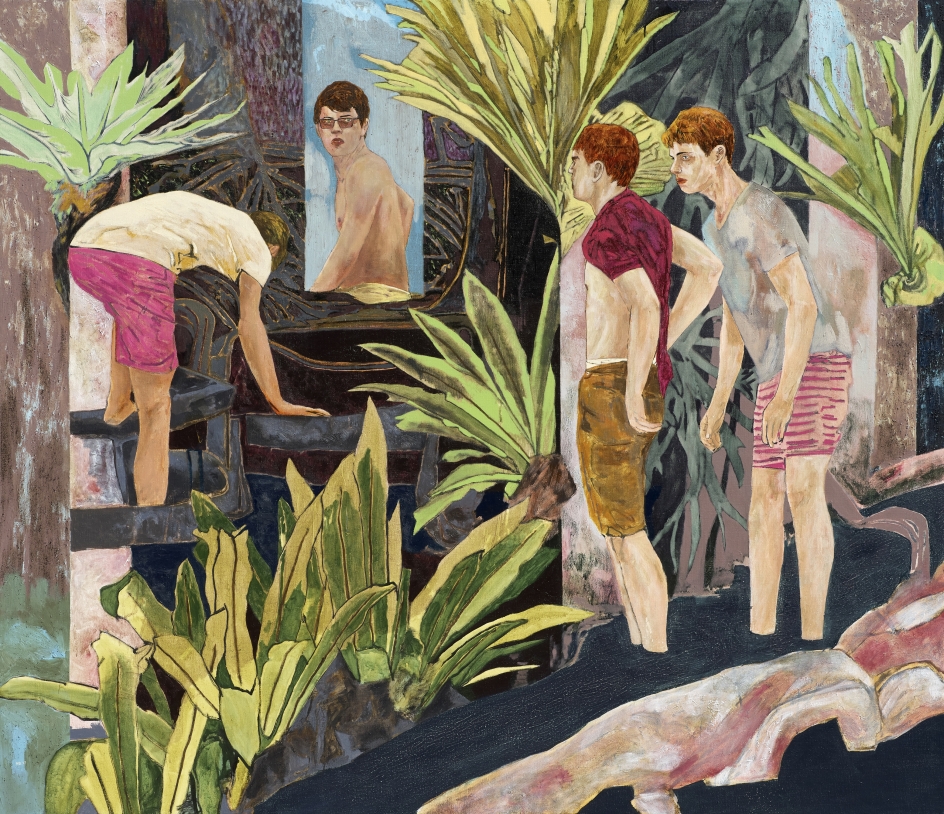 HERNAN BAS, four bathers by a river, 2017